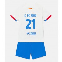 Fotbalové Dres Barcelona Frenkie de Jong #21 Dětské Venkovní 2023-24 Krátký Rukáv (+ trenýrky)